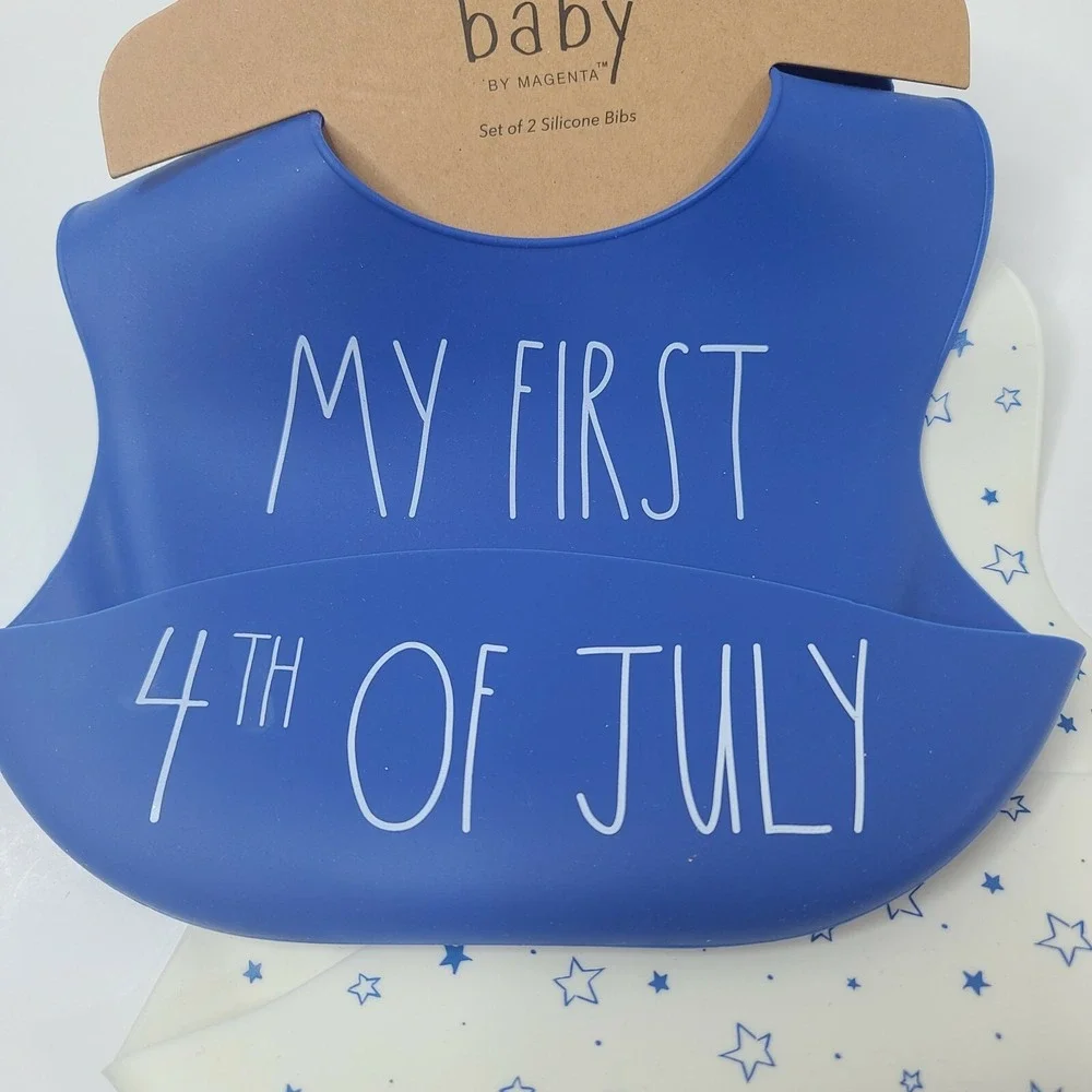 RAE DUNN Silicone Baby Bibs Set of 2 